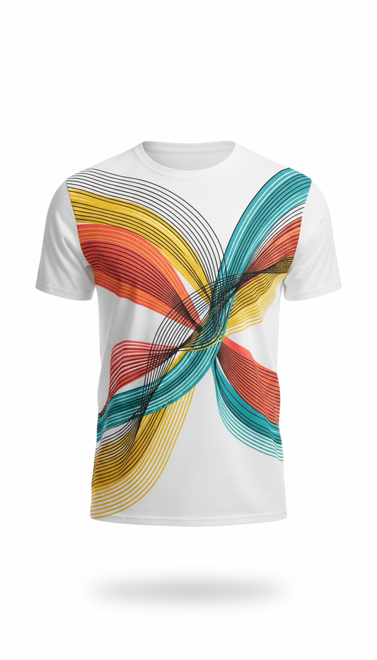 Vivid Coral Lines graphic tee